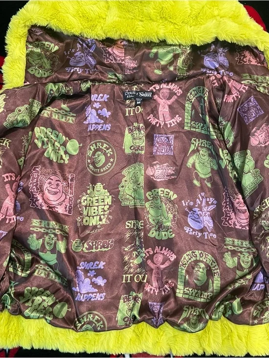 Dolls Kill x Shrek - OGRE CHIC FUZZY ZIP-UP JACKET - Picture 4 of 8